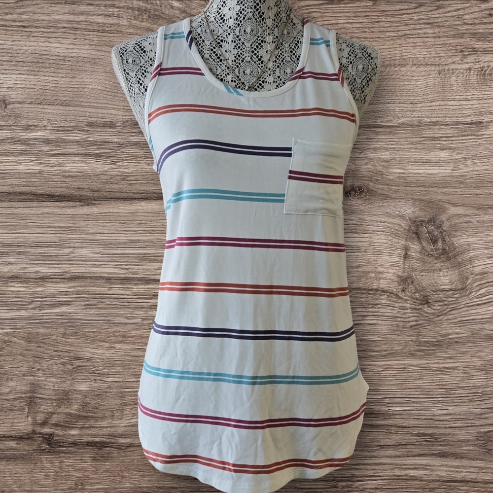 Market and spruce white with multi colored striped